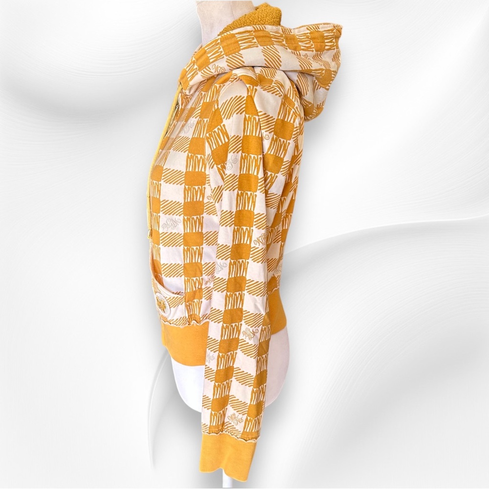 Y2K WCKD Wicked Yellow-Orange Plaid/Checkered Sweatshirt Size Large - Picture 3 of 12